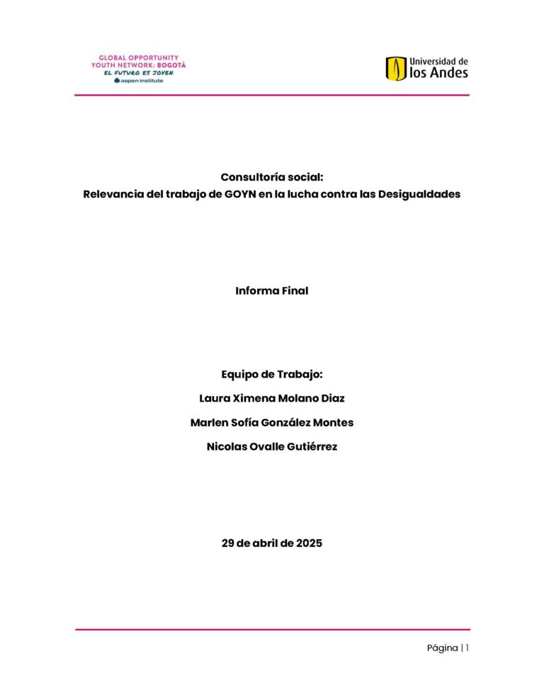 Relevancia del trabajo de GOYN Bogotá en la lucha contra las desigualdades